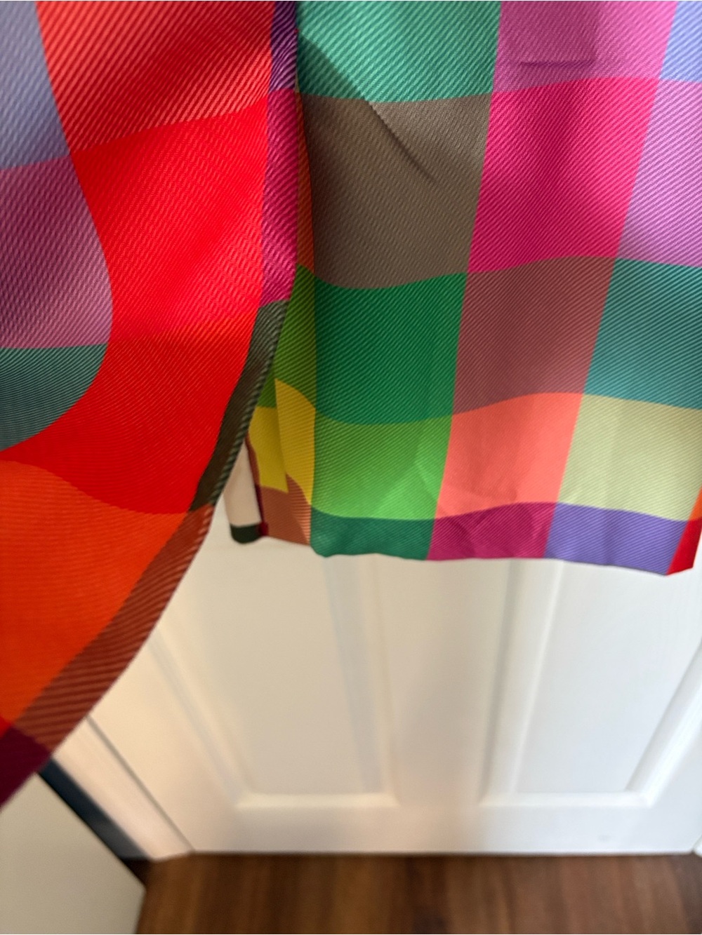 Plus Size Rainbow Plaid Belted Trench Coat Size 3XL - Picture 6 of 12